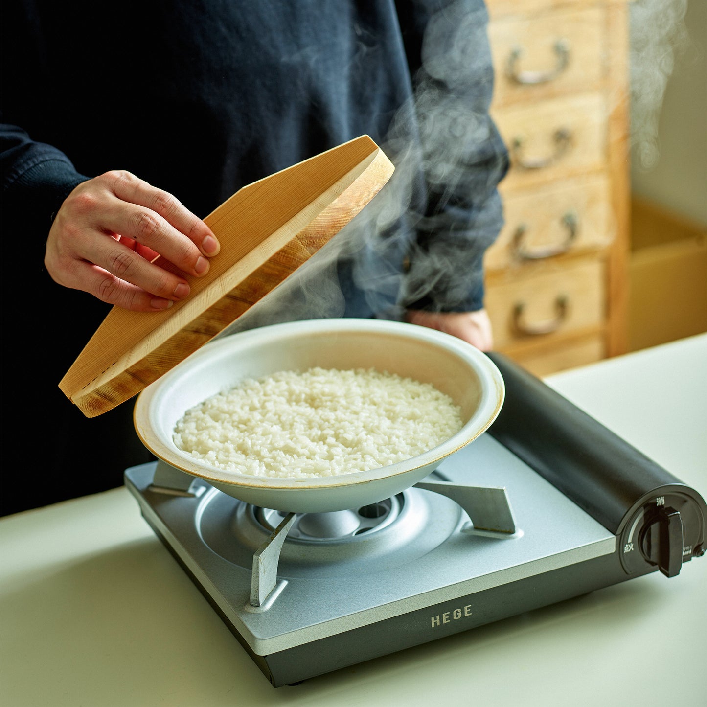 φ250直火鍋（木蓋付き）セット