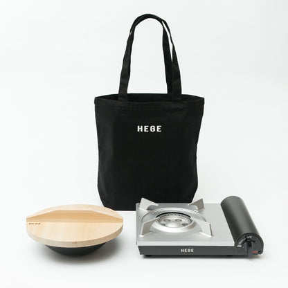 φ250直火鍋 1.0（木蓋付）+ カセットこんろ